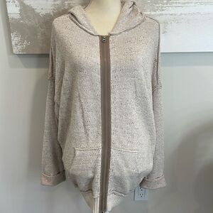 Free People Sweater Hoodie Sweatshirt XS Oatmeal Cream Brown Cardigan Size XS